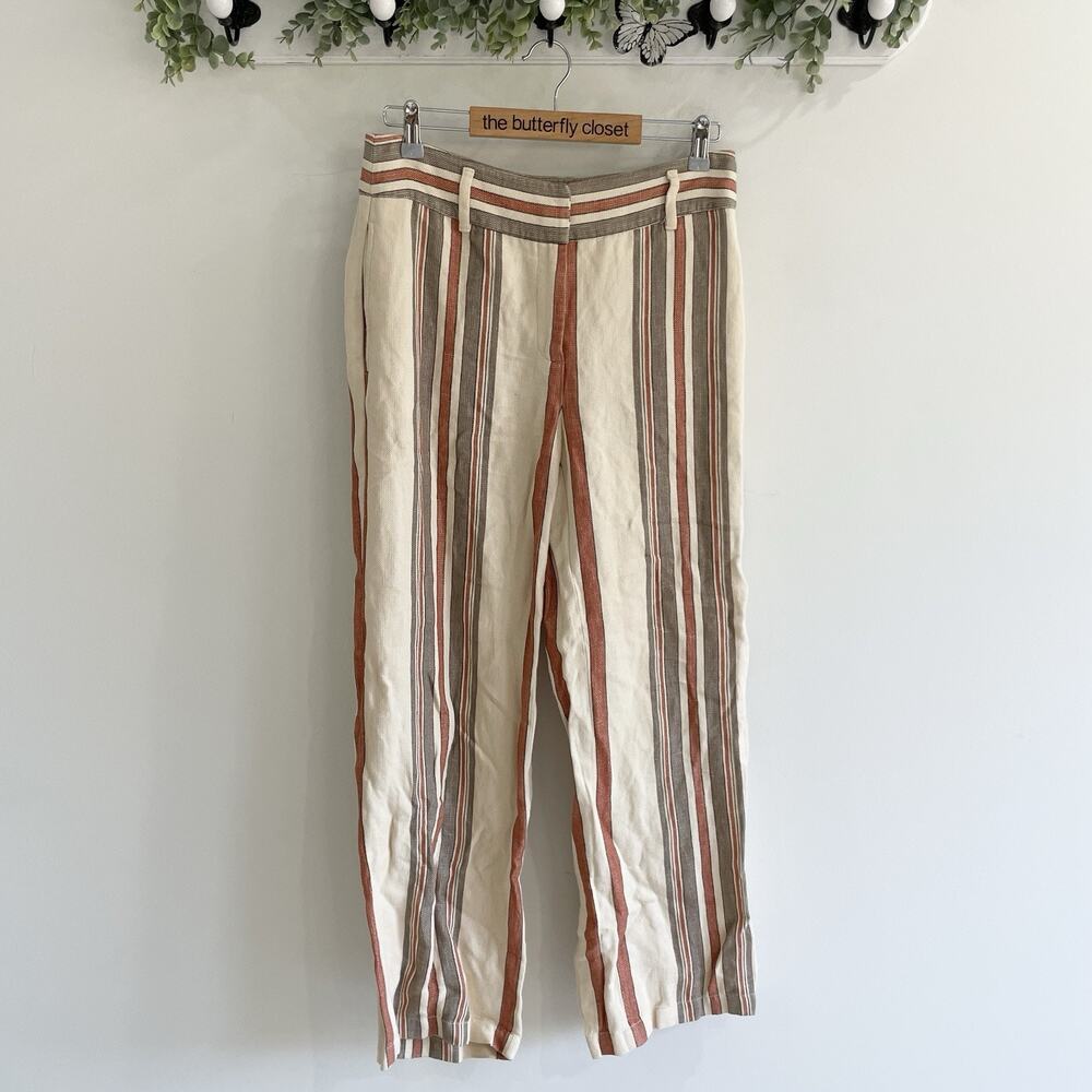 Rebecca Minkoff Molly red And Cream Striped Wide Leg/High Rise Pants Size 6